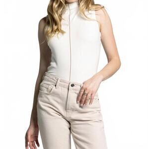 NEW WEEKEND LOS ANGELES marisol mock neck sleeveless top in beige